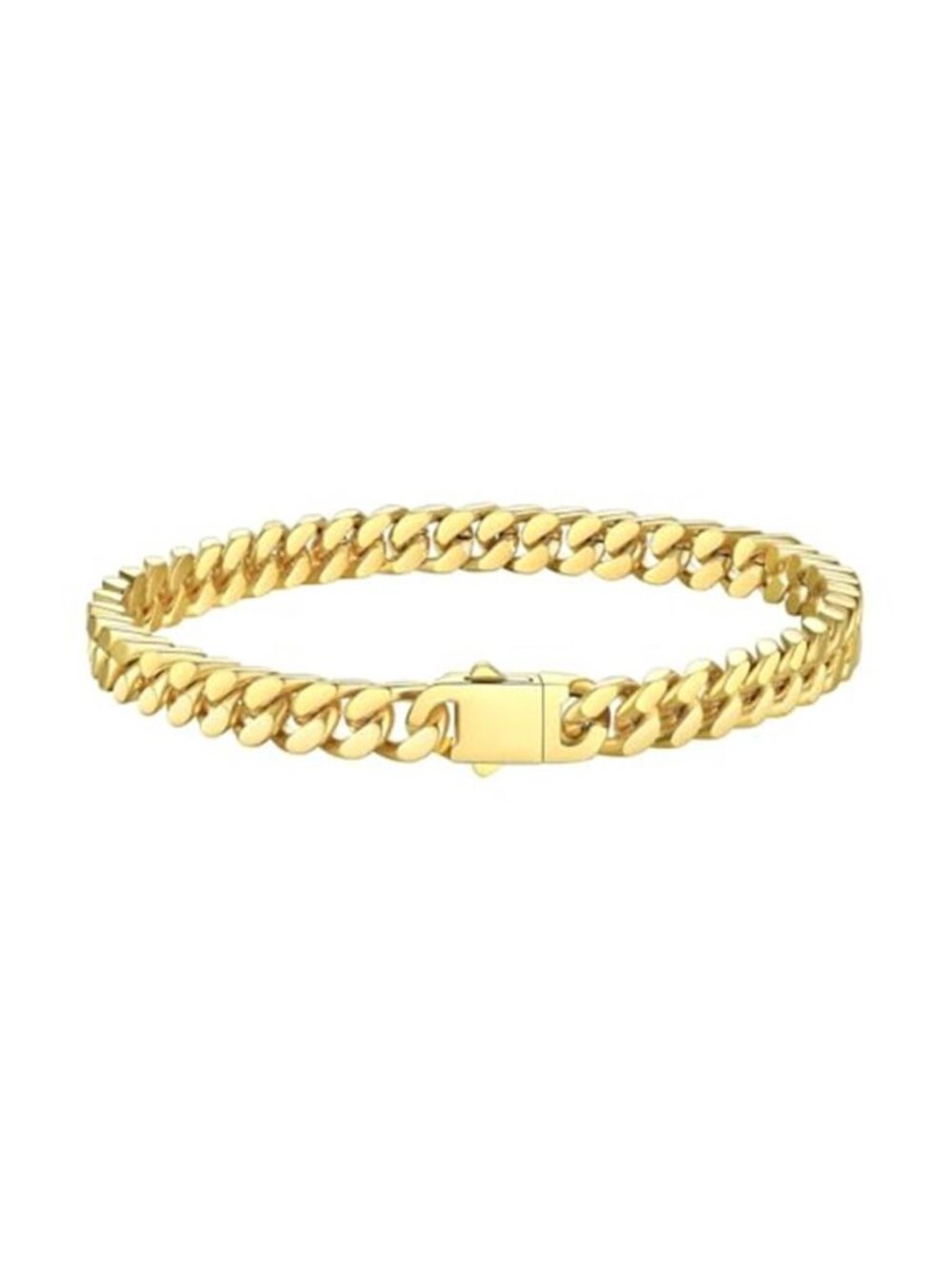 Mens Cuban Link Bracelet 18K Gold Stainless Steel Thick Curb Chain Hip Hop